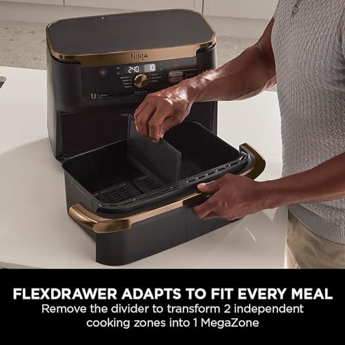 Ninja Foodi FlexDrawer Air Fryer, Dual Zone with Removable Divider, Large 10.4L Drawer, 7-in-1, Air-Fryer, Air Fry, Roast, Bake, Crisp, Non-Stick