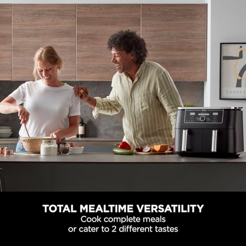 Ninja Foodi MAX Dual Zone Digital Air Fryer, 2 Drawers, 9.5L, 6-in-1, Uses No Oil, Max Crisp, Roast, Bake, Reheat, Dehydrate, Cook 8 Portions,