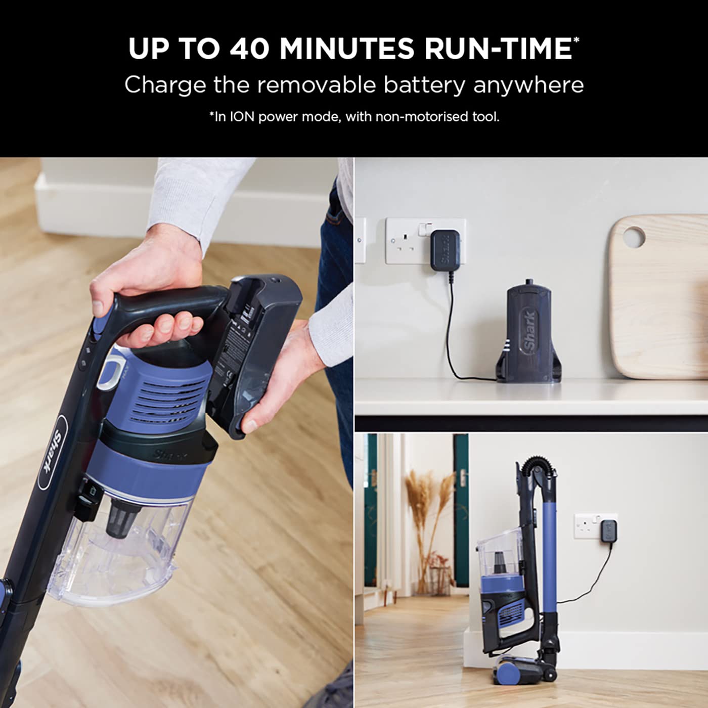Shark Cordless Stick Vacuum Cleaner with Anti Hair Wrap, Up to 40 mins run-time, Flexible Vacuum Cleaner with LED Lights, Crevice Tool and Upholstery