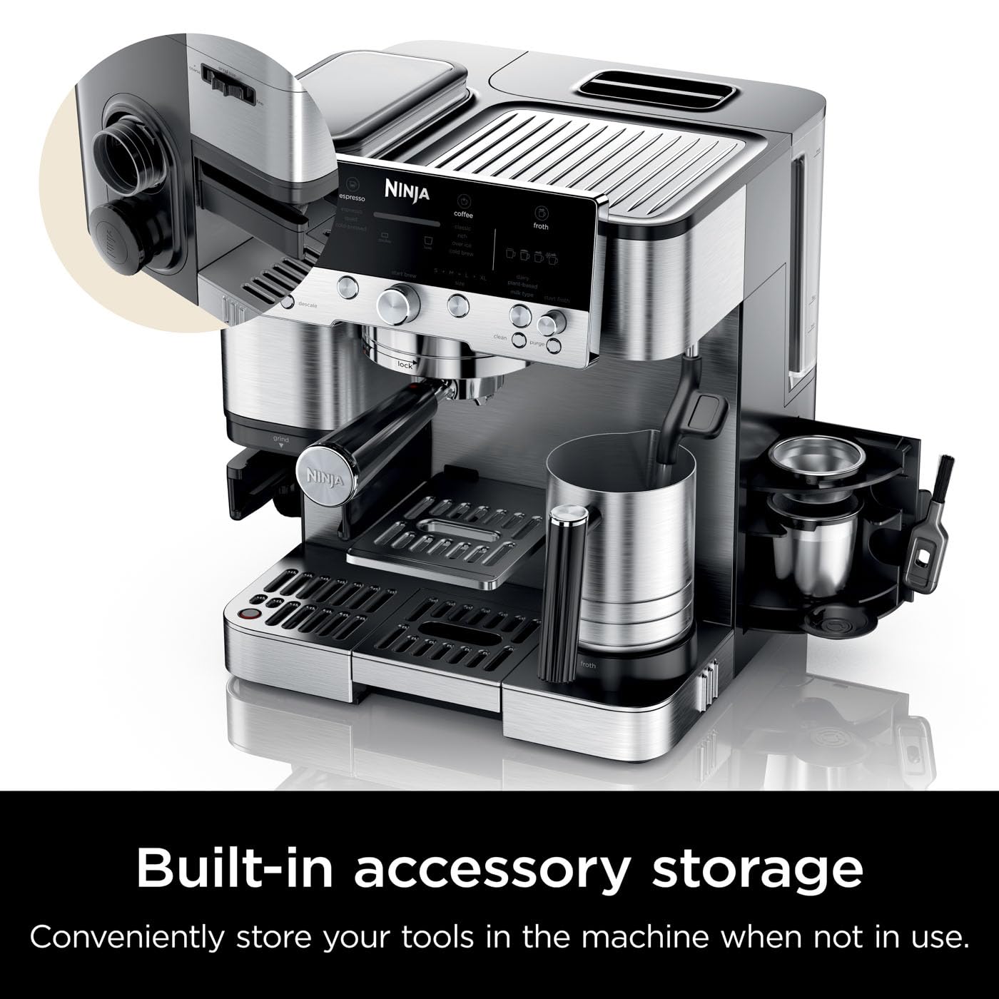 Ninja Luxe Premier 3-in-1 Coffee Machine, Latte, Cappuccino, Cold Brew & Espresso Maker With Built in Bean Grinder & Milk Frother, Easy to Use, 4