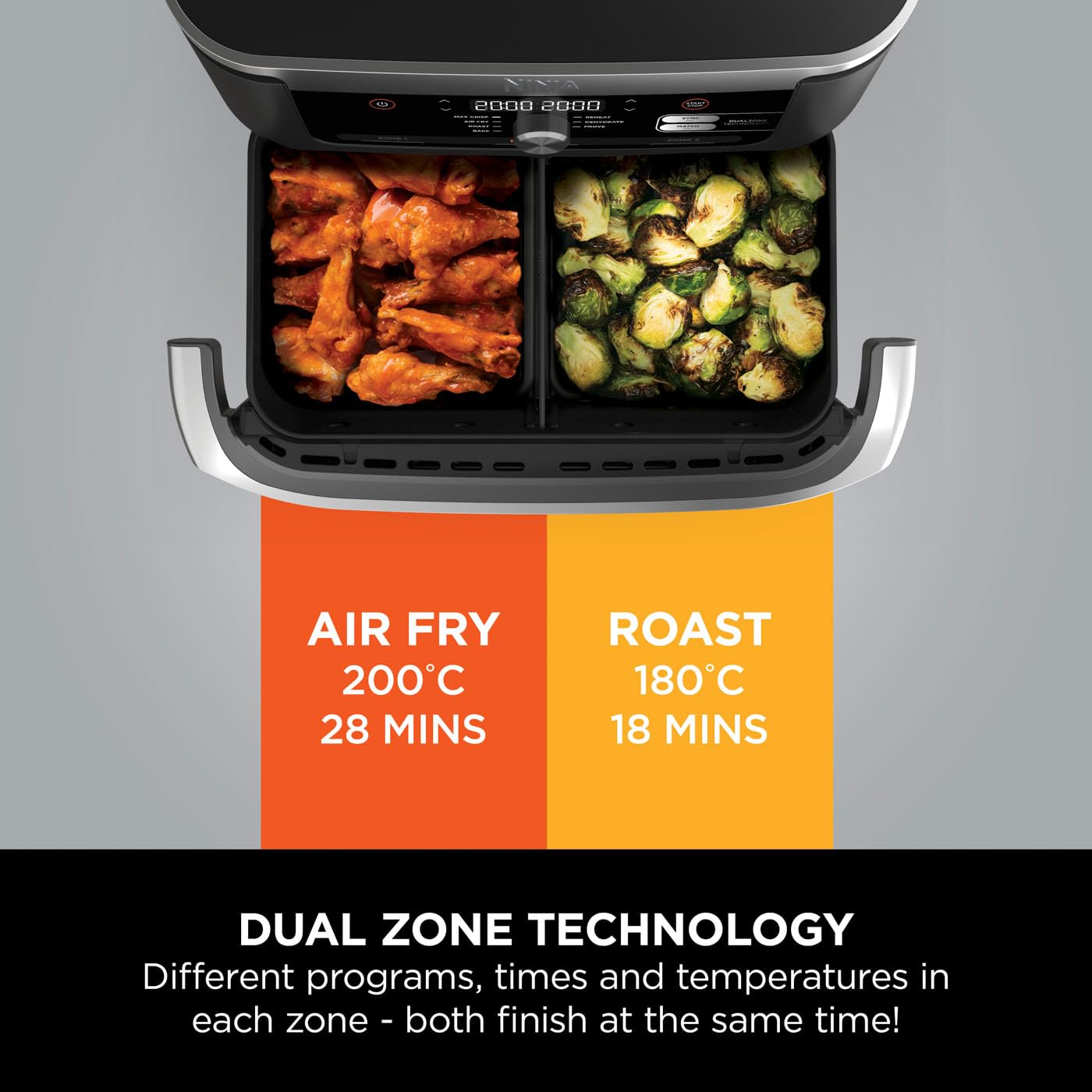 Ninja Foodi FlexDrawer Air Fryer, Dual Zone with Removable Divider, Large 10.4L Drawer, 7-in-1, Air-Fryer Uses No Oil, Air Fry, Roast, Bake, Max