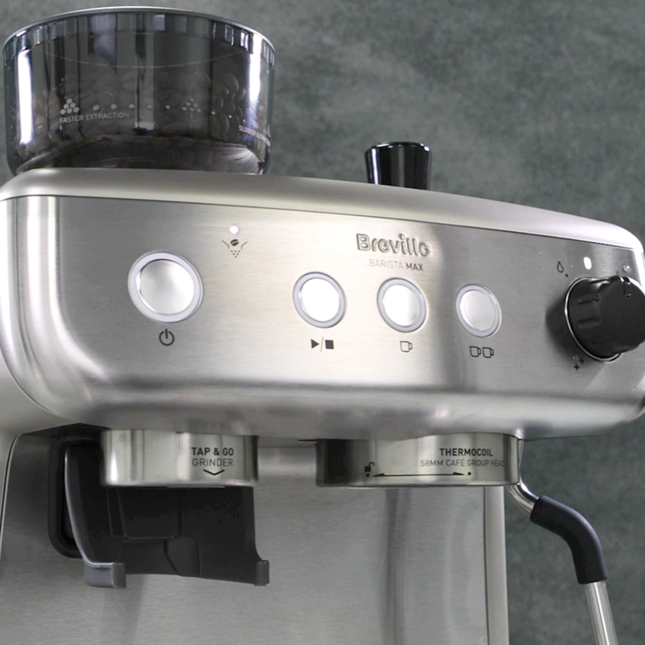Breville Barista Max Espresso Machine - Latte & Cappuccino Coffee Maker with Integrated Bean Grinder & Steam Wand - 2.8 L Water Tank - 15 Bar Italian