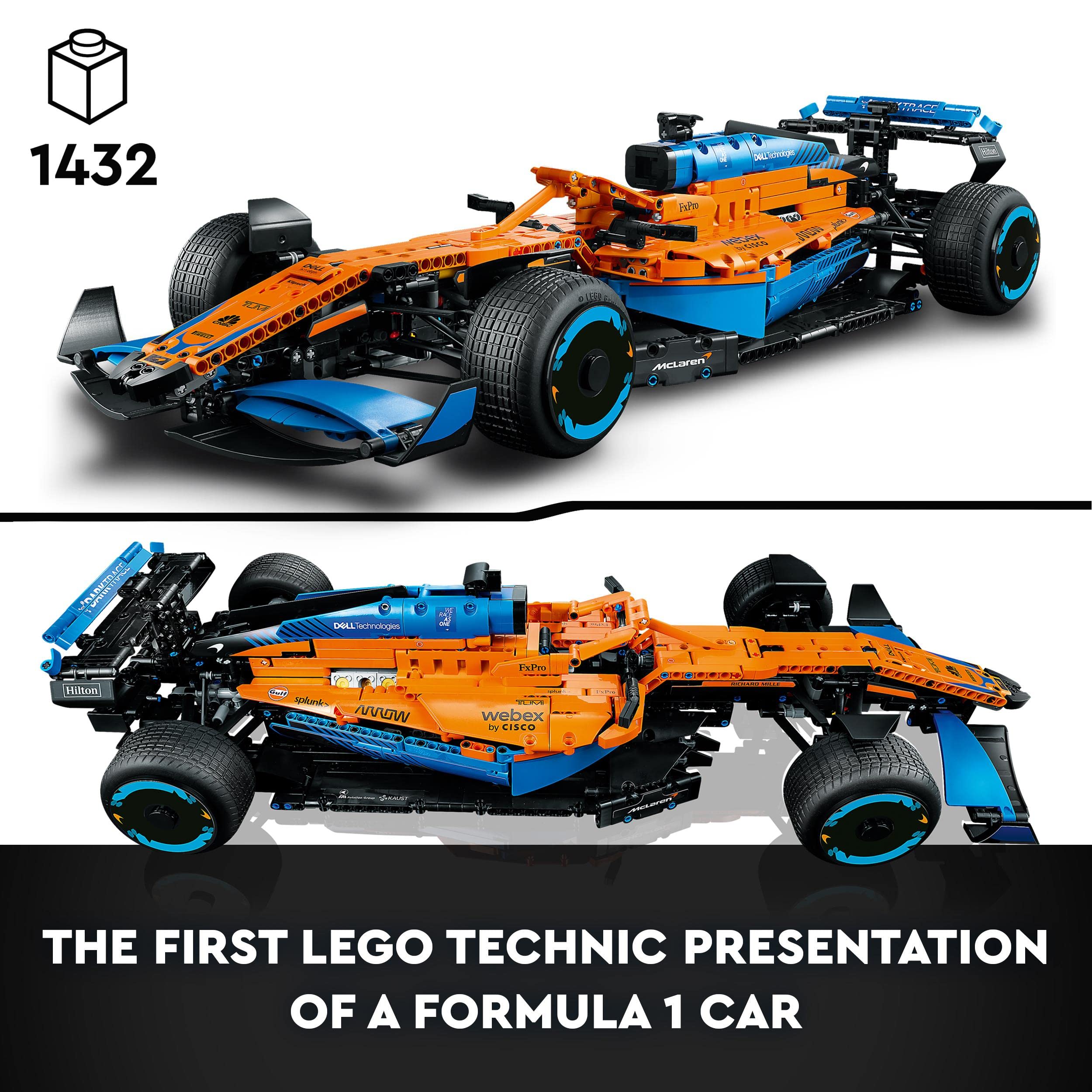 LEGO 42141 Technic McLaren Formula 1 2022 Replica Race Car Model Building Kit, F1 Motor Sport Set Collectible Home Decor