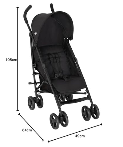 Graco EZLite, lightweight stroller at only 6.6kg Suitable from birth to approx. 3 years (15kg), Midnight fashion, Black