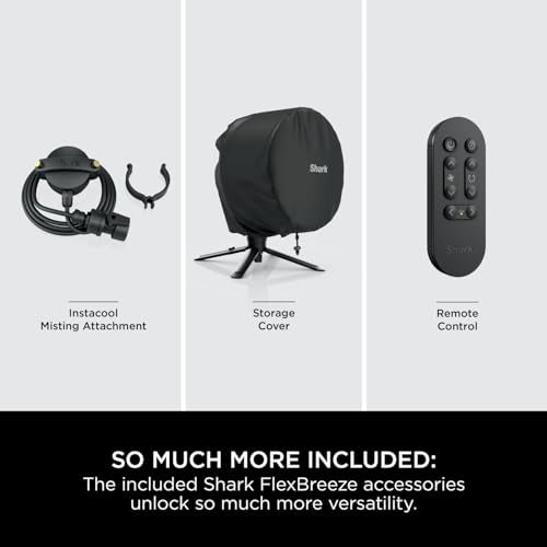 Shark FlexBreeze High-Velocity 12 in 1 Fan, Hybrid Corded & Cordless Portable Cooling Fan, Indoor & Outdoor, with Remote Control, Adjustable Tilt, UV
