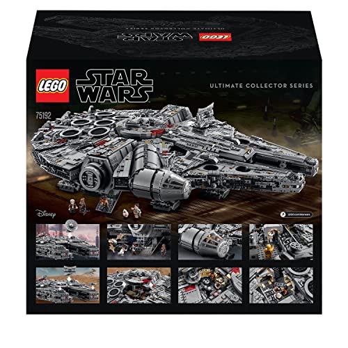 LEGO Star Wars Millennium Falcon, UCS Set for Adults, Model Kit to Build with Han Solo, Princess Leia & Chewbacca Minifigures, Plus Droid Figure,