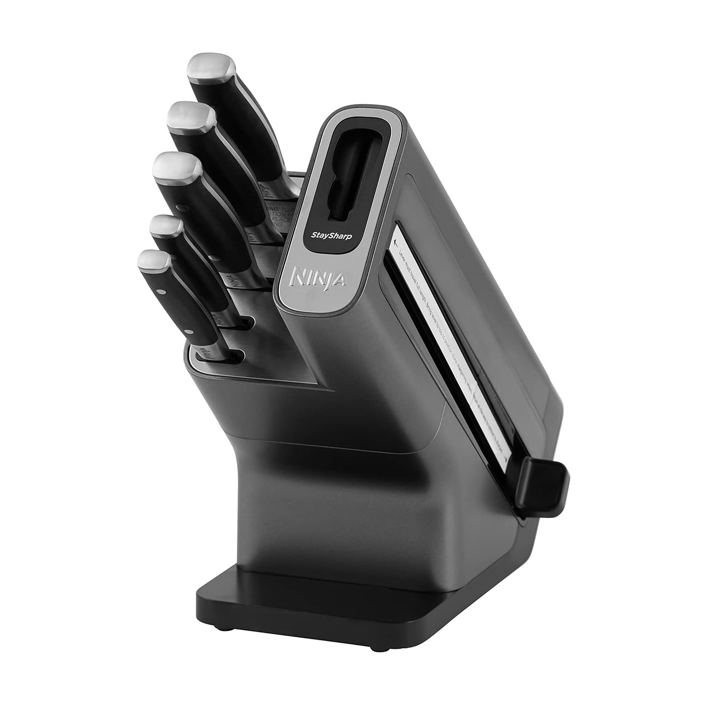 Ninja Foodi StaySharp Knife Block with Integrated Sharpener, 5-Piece Knife Set includes Chef, Bread, Slicing, Utility, Paring Knives, Stainless Steel