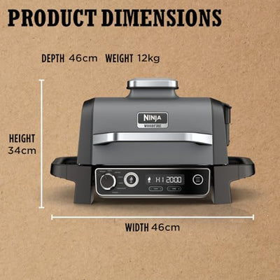 Ninja Woodfire Electric BBQ Grill & Smoker, 7-in-1 Outdoor Grill & Air Fryer, Roast, Bake, Dehydrate, Uses Woodfire Pellets, Weather Resistant,