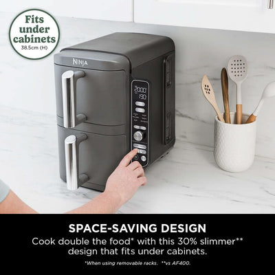 Ninja Double Stack XL Air Fryer, Vertical Dual Drawer AirFryer with 4 cooking levels, 2 Drawers and 2 Racks, Space Saving Design, 9.5L Capacity, 6