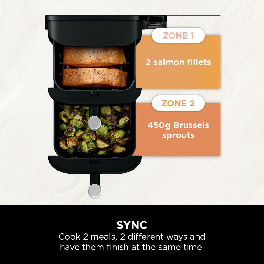 Ninja Double Stack Air Fryer, Vertical Dual Drawer Air Fryer with 4 cooking levels, 2 Drawers and 2 Racks, Space Saving Design, 7.6L Capacity, 6