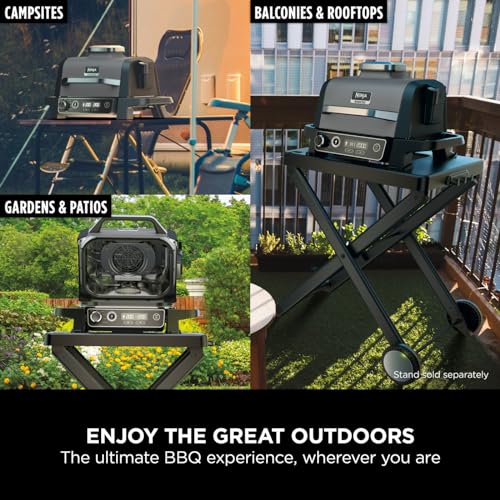 Ninja Woodfire Electric BBQ Grill & Smoker, 7-in-1 Outdoor Grill & Air Fryer, Roast, Bake, Dehydrate, Uses Woodfire Pellets, Weather Resistant,