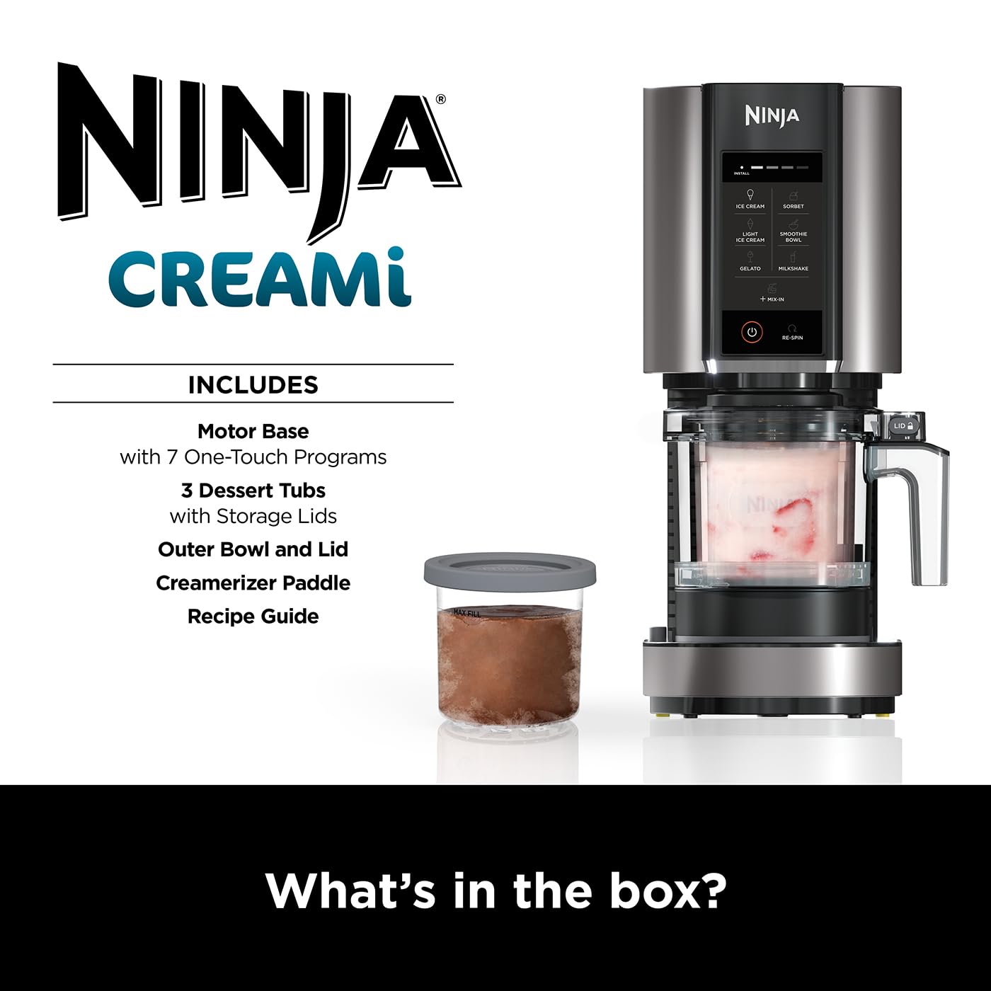Ninja CREAMi Ice Cream Maker & Frozen Dessert Maker with 3 Tubs, 7 Programs, Makes Ice Cream, Gelato, Sorbet, Smoothie Bowl, Milkshakes and more,