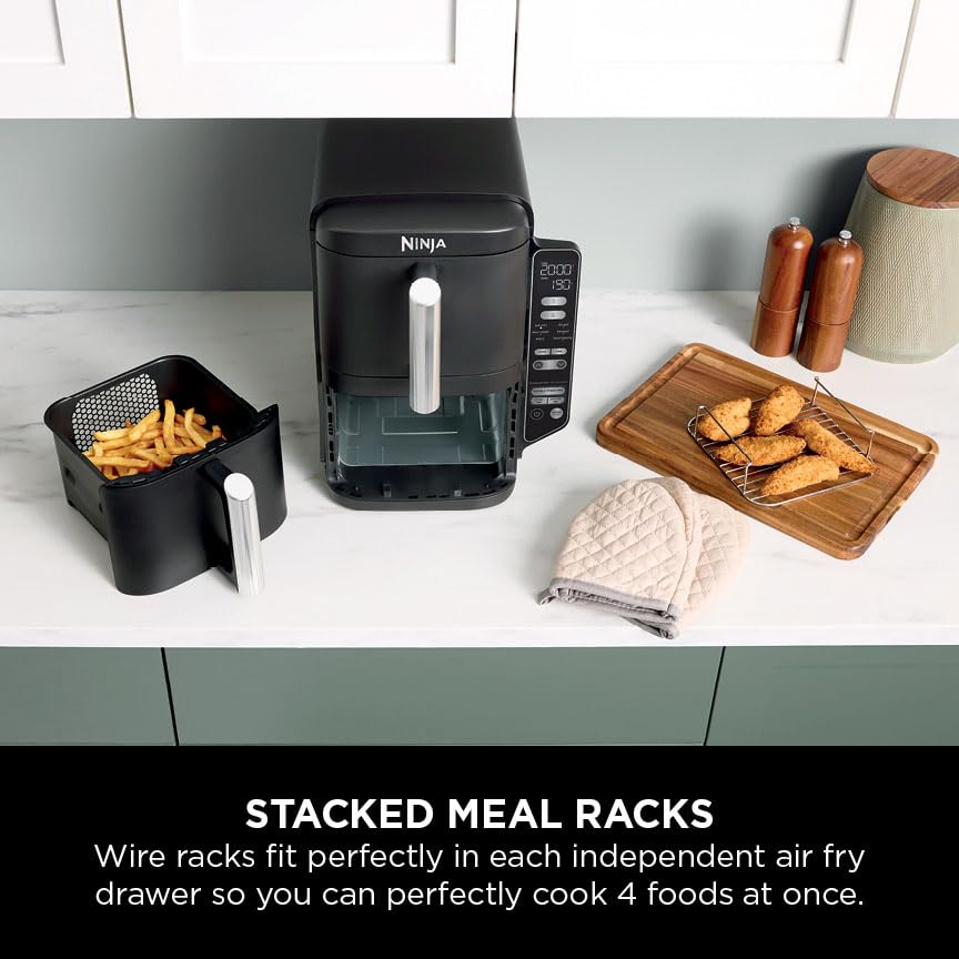 Ninja Double Stack Air Fryer, Vertical Dual Drawer Air Fryer with 4 cooking levels, 2 Drawers and 2 Racks, Space Saving Design, 7.6L Capacity, 6