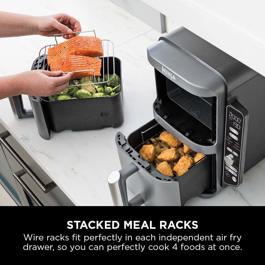 Ninja Double Stack XL Air Fryer, Vertical Dual Drawer AirFryer with 4 cooking levels, 2 Drawers and 2 Racks, Space Saving Design, 9.5L Capacity, 6