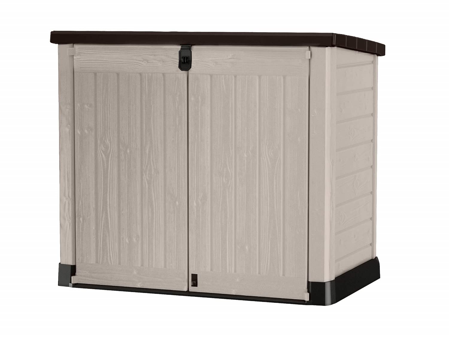 Keter Store It Out Pro Outdoor Garden Furniture Storage Shed Beige with Brown Lid Fade Free All Weather Resistant Safe and Secure Zero Maintenance 5