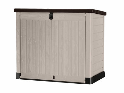 Keter Store It Out Pro Outdoor Garden Furniture Storage Shed Beige with Brown Lid Fade Free All Weather Resistant Safe and Secure Zero Maintenance 5
