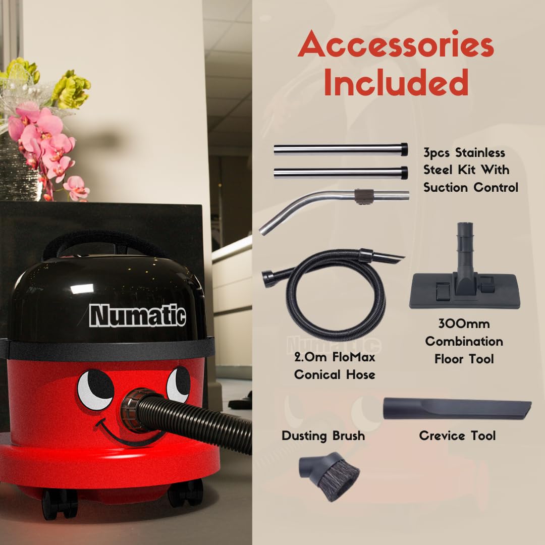 Numatic NRV240-11 Henry Vacuum Cleaner 620W 9L Commercial Dry Red - 3 Years Warranty - 2025 Model