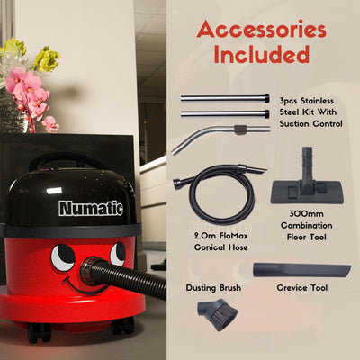 Numatic NRV240-11 Henry Vacuum Cleaner 620W 9L Commercial Dry Red - 3 Years Warranty - 2025 Model