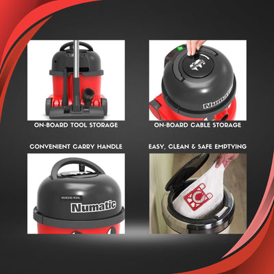 Numatic NRV240-11 Henry Vacuum Cleaner 620W 9L Commercial Dry Red - 3 Years Warranty - 2025 Model