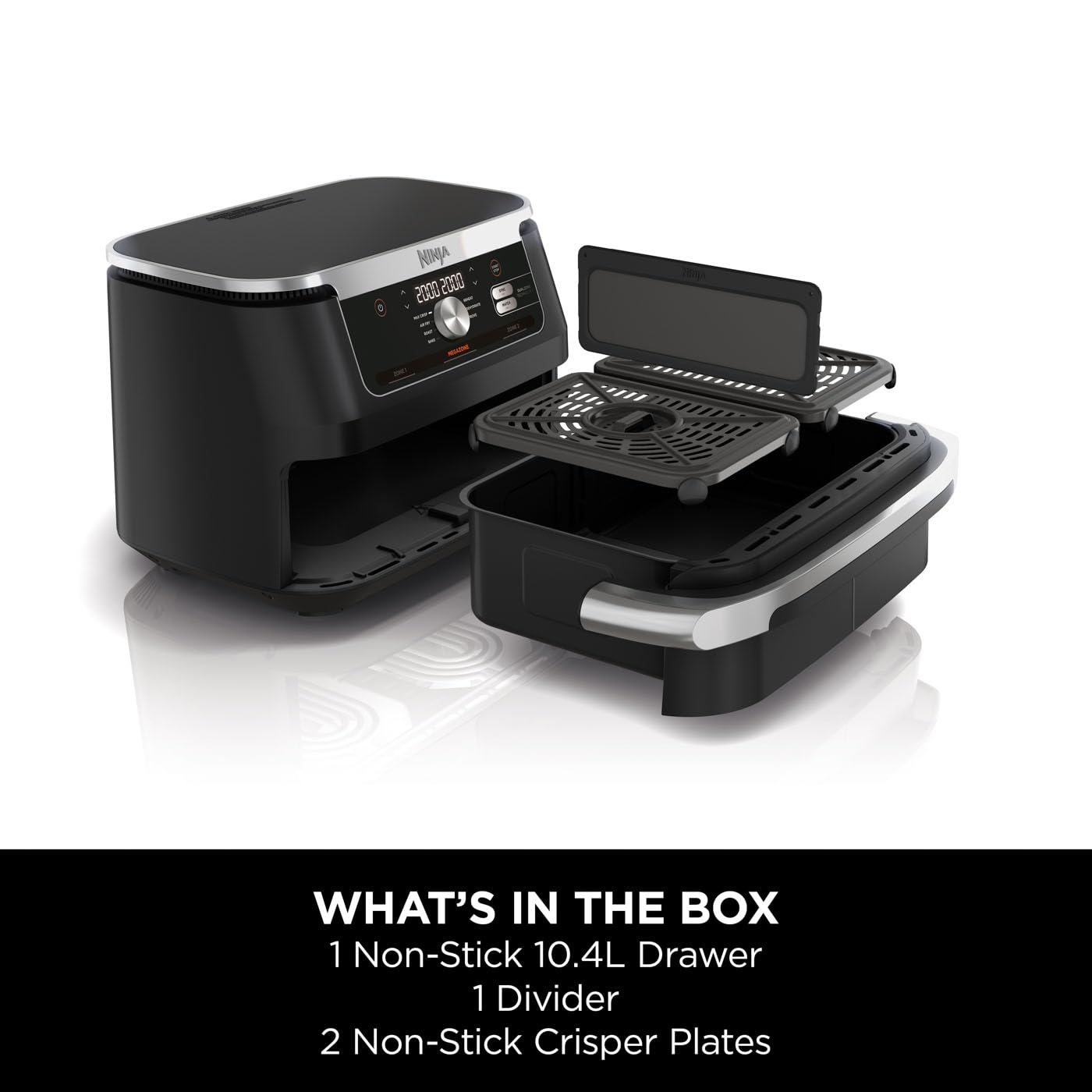 Ninja Foodi FlexDrawer Air Fryer, Dual Zone with Removable Divider, Large 10.4L Drawer, 7-in-1, Air-Fryer Uses No Oil, Air Fry, Roast, Bake, Max