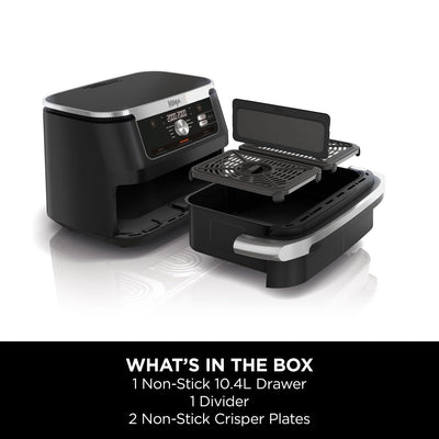Ninja Foodi FlexDrawer Air Fryer, Dual Zone with Removable Divider, Large 10.4L Drawer, 7-in-1, Air-Fryer Uses No Oil, Air Fry, Roast, Bake, Max
