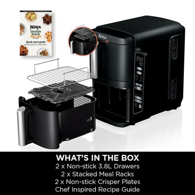 Ninja Double Stack Air Fryer, Vertical Dual Drawer Air Fryer with 4 cooking levels, 2 Drawers and 2 Racks, Space Saving Design, 7.6L Capacity, 6