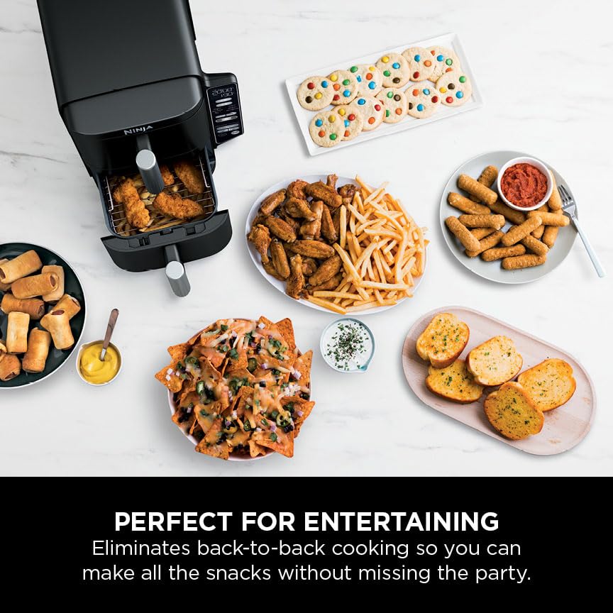 Ninja Double Stack Air Fryer, Vertical Dual Drawer Air Fryer with 4 cooking levels, 2 Drawers and 2 Racks, Space Saving Design, 7.6L Capacity, 6