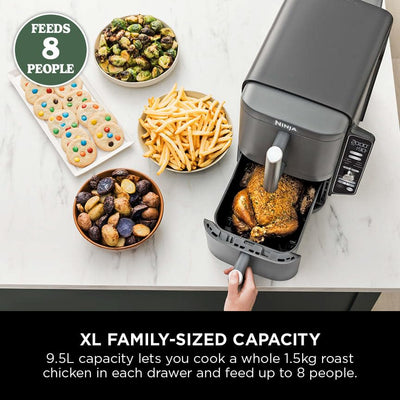 Ninja Double Stack XL Air Fryer, Vertical Dual Drawer AirFryer with 4 cooking levels, 2 Drawers and 2 Racks, Space Saving Design, 9.5L Capacity, 6