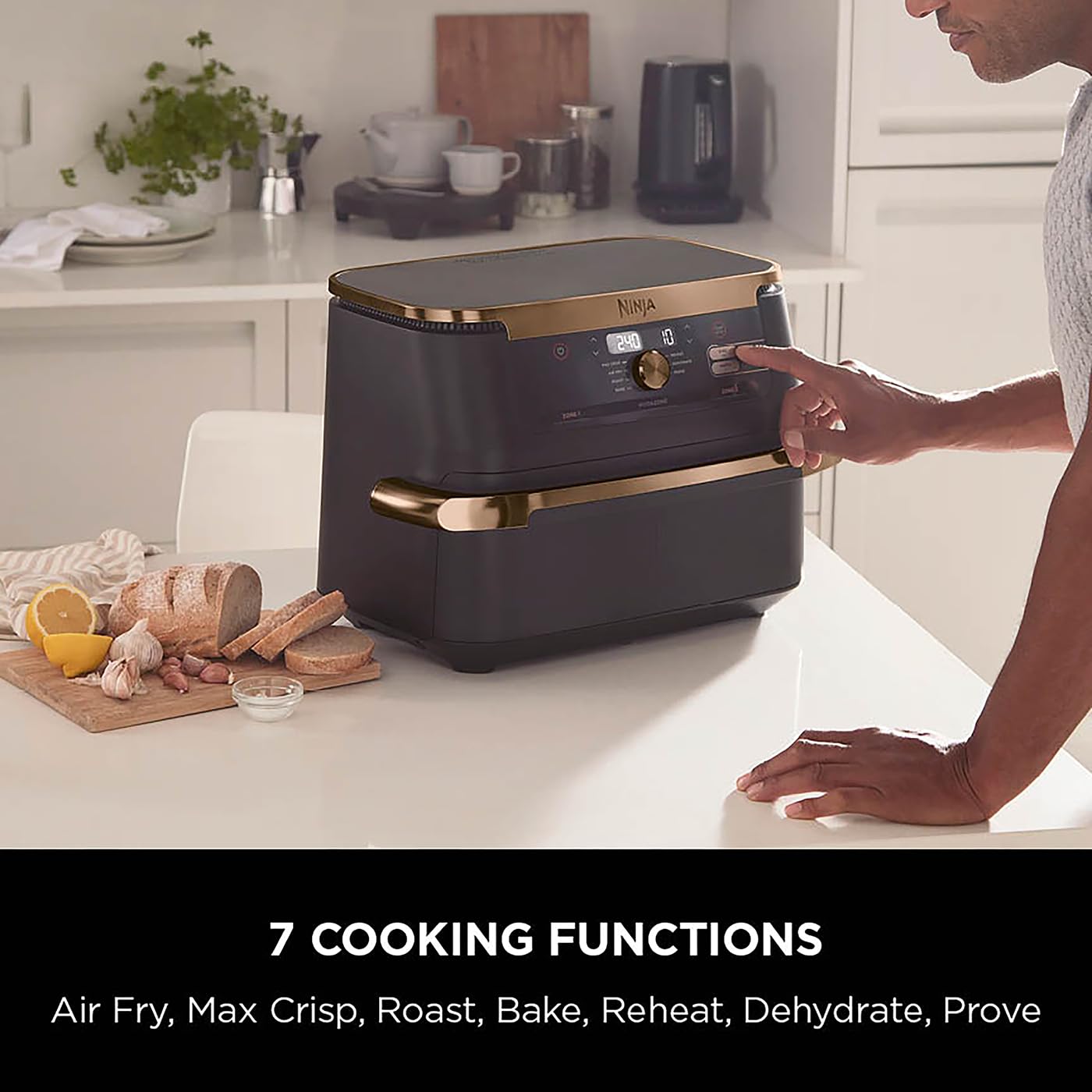 Ninja Foodi FlexDrawer Air Fryer, Dual Zone with Removable Divider, Large 10.4L Drawer, 7-in-1, Air-Fryer, Air Fry, Roast, Bake, Crisp, Non-Stick