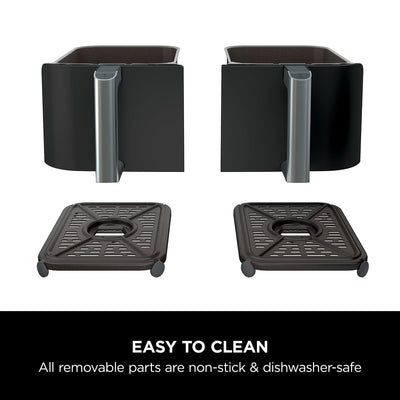 Ninja Foodi Dual Zone Digital Air Fryer, 2 Drawers, 7.6L, 6-in-1, Uses No Oil, Air Fry, Max Crisp, Roast, Bake, Reheat, Dehydrate, Cooks 4-6
