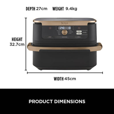 Ninja Foodi FlexDrawer Air Fryer, Dual Zone with Removable Divider, Large 10.4L Drawer, 7-in-1, Air-Fryer, Air Fry, Roast, Bake, Crisp, Non-Stick