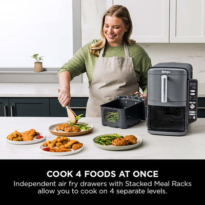 Ninja Double Stack XL Air Fryer, Vertical Dual Drawer AirFryer with 4 cooking levels, 2 Drawers and 2 Racks, Space Saving Design, 9.5L Capacity, 6