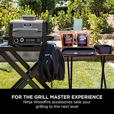 Ninja Woodfire Electric BBQ Grill & Smoker, 7-in-1 Outdoor Grill & Air Fryer, Roast, Bake, Dehydrate, Uses Woodfire Pellets, Weather Resistant,