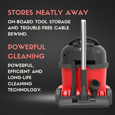 Numatic NRV240-11 Henry Vacuum Cleaner 620W 9L Commercial Dry Red - 3 Years Warranty - 2025 Model