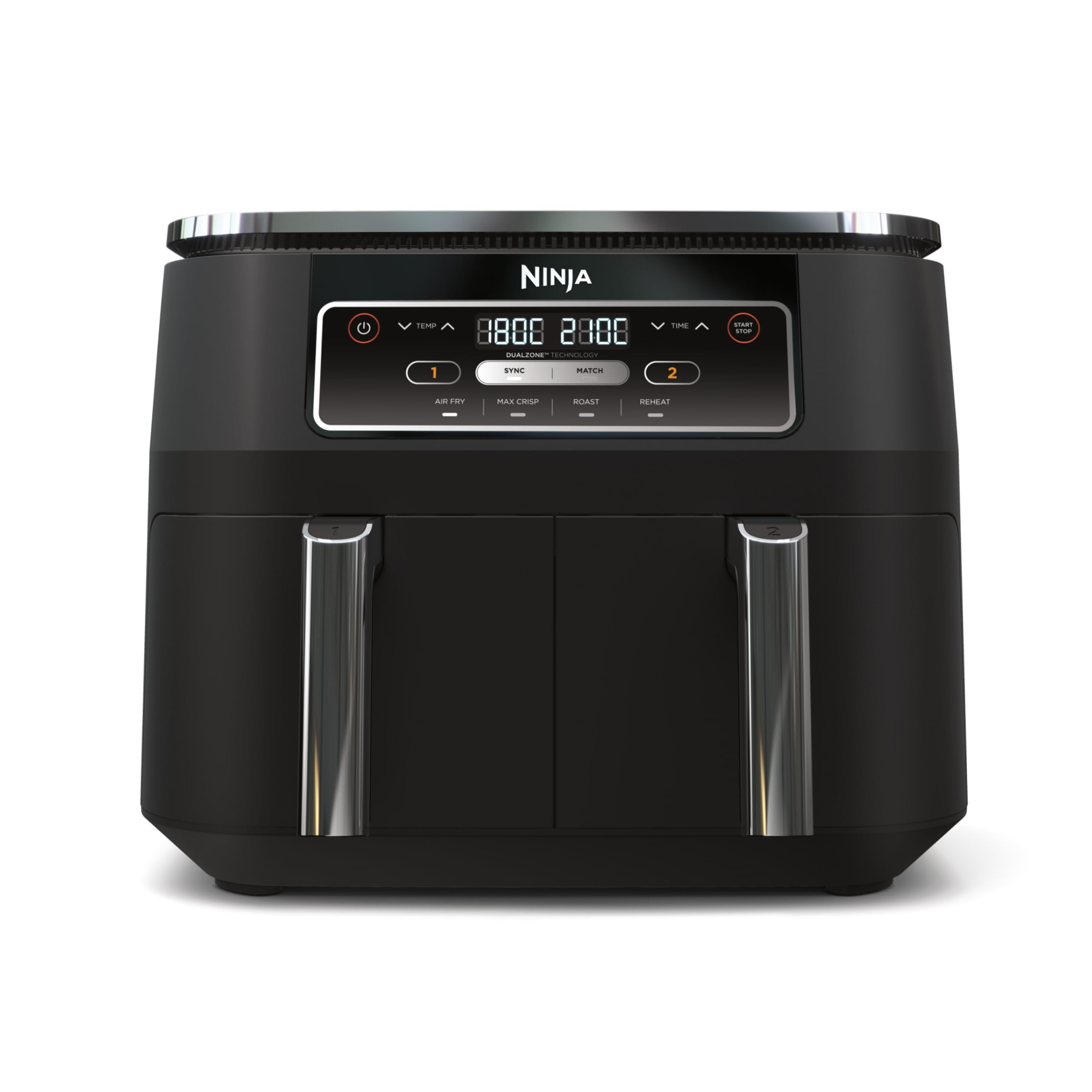 Ninja Foodi Dual Zone Digital Air Fryer, 2 Drawers, 7.6L, 4-in-1, Uses No Oil, Air Fry, Max Crisp, Roast, Reheat, Non-Stick, Dishwasher Safe Baskets