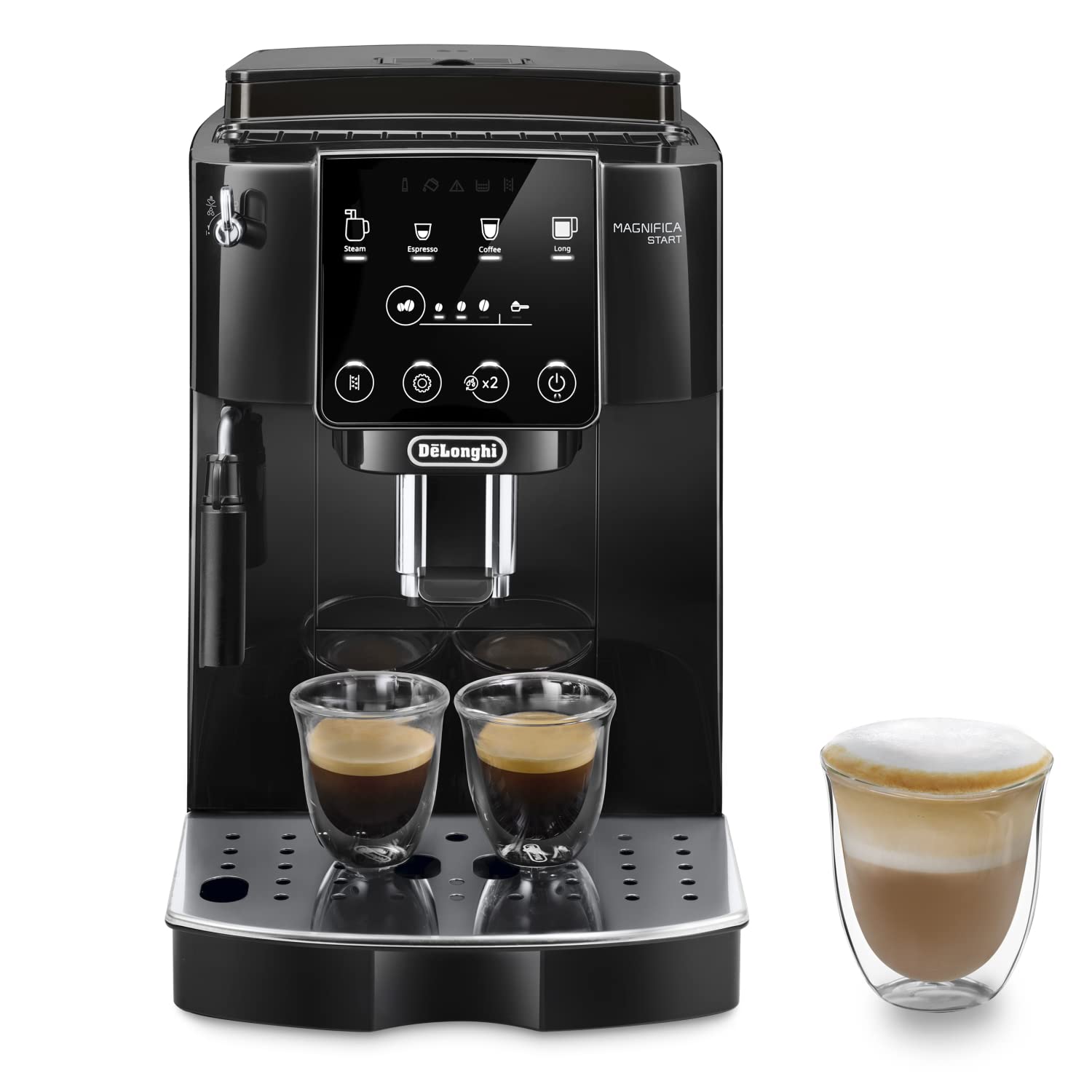 De'Longhi Magnifica ECAM222.20.B, Automatic Coffee Machine with Milk Nozzle, Bean to Cup Espresso Machine with 4 One-Touch Recipes, Soft-Touch