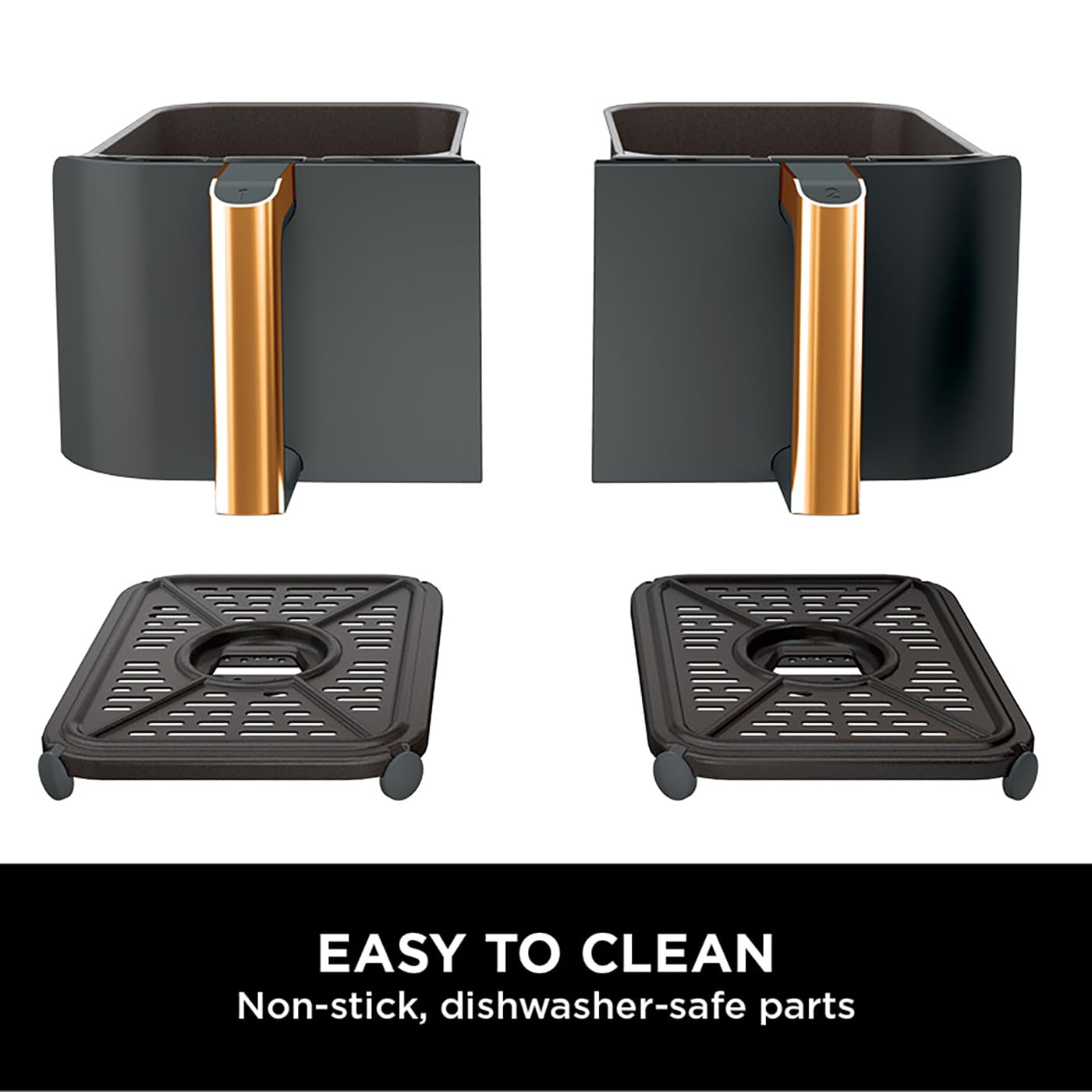 Ninja Foodi MAX Dual Zone Air Fryer, Tongs, 2 Drawers, 9.5L, 6-in-1, Use No Oil, Air Fry, Max Crisp, Roast, Bake, 8 Portions, Nonstick Dishwasher