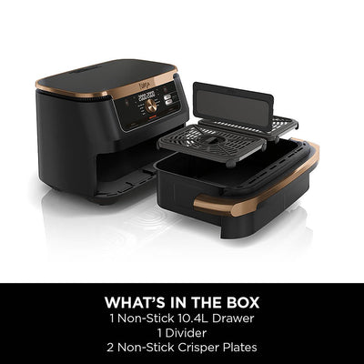 Ninja Foodi FlexDrawer Air Fryer, Dual Zone with Removable Divider, Large 10.4L Drawer, 7-in-1, Air-Fryer, Air Fry, Roast, Bake, Crisp, Non-Stick