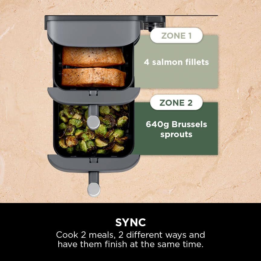 Ninja Double Stack XL Air Fryer, Vertical Dual Drawer AirFryer with 4 cooking levels, 2 Drawers and 2 Racks, Space Saving Design, 9.5L Capacity, 6