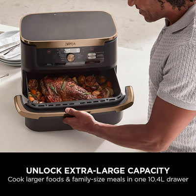 Ninja Foodi FlexDrawer Air Fryer, Dual Zone with Removable Divider, Large 10.4L Drawer, 7-in-1, Air-Fryer, Air Fry, Roast, Bake, Crisp, Non-Stick