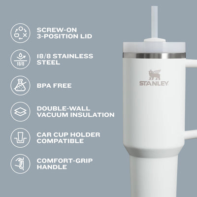 STANLEY Quencher H2.0 Tumbler with Straw 14 oz - Flowstate 3-Position Lid - Cup Holder Compatible for Travel - Insulated Stainless Steel Cup -