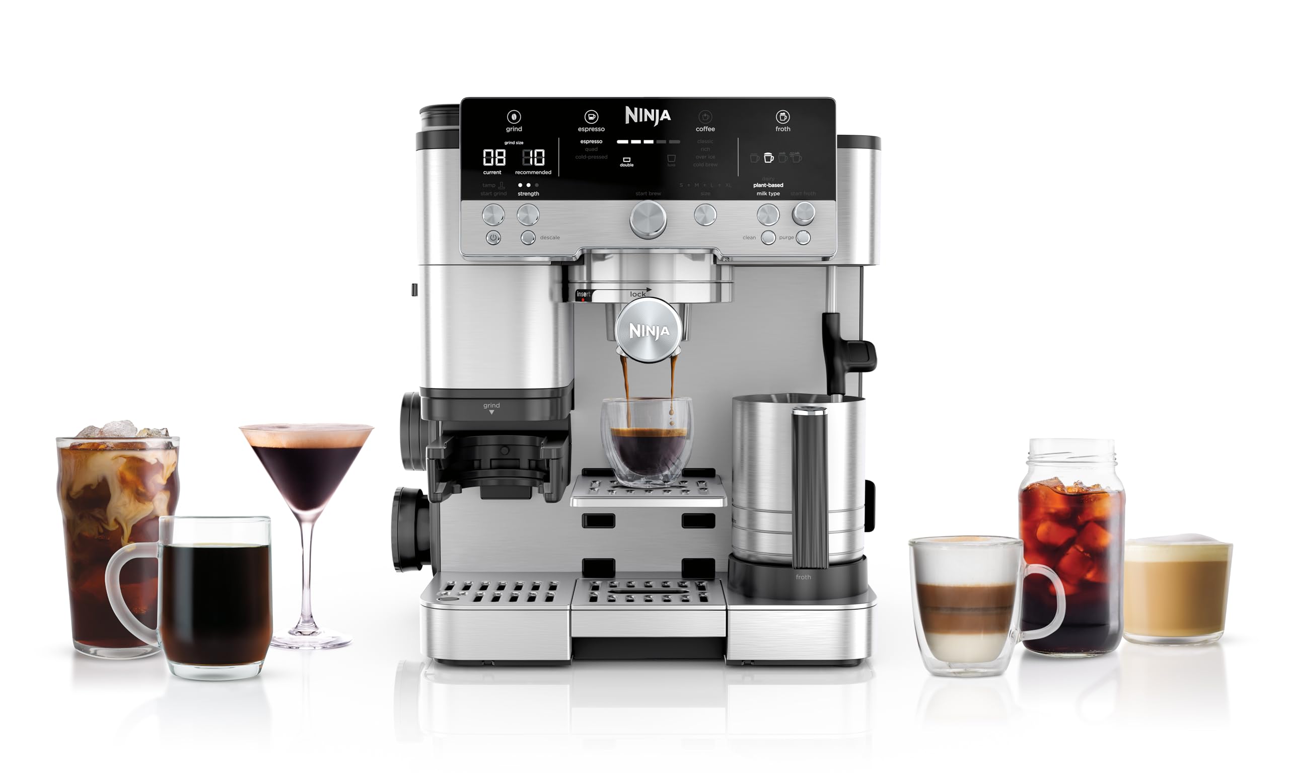 Ninja Luxe Premier 3-in-1 Coffee Machine, Latte, Cappuccino, Cold Brew & Espresso Maker With Built in Bean Grinder & Milk Frother, Easy to Use, 4