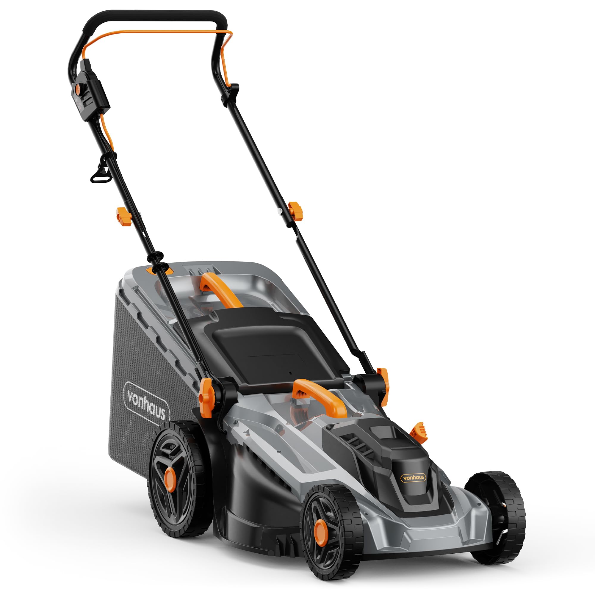 VonHaus Lawnmower 1600W – Electric Corded Lawn Mower for all Types of Grass – 42L Collection Bag, 380mm Working Width, 10m Cable, Foldable Height