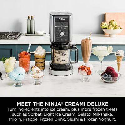 Ninja CREAMi Deluxe Ice Cream Maker & Frozen Dessert Maker with 3 Tubs, 10 Functions, Makes Ice Cream, Gelato, Sorbet, Frozen Yoghurt, Milkshakes,