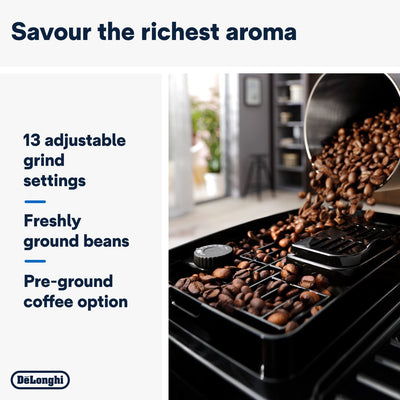 De'Longhi Magnifica ECAM222.20.B, Automatic Coffee Machine with Milk Nozzle, Bean to Cup Espresso Machine with 4 One-Touch Recipes, Soft-Touch