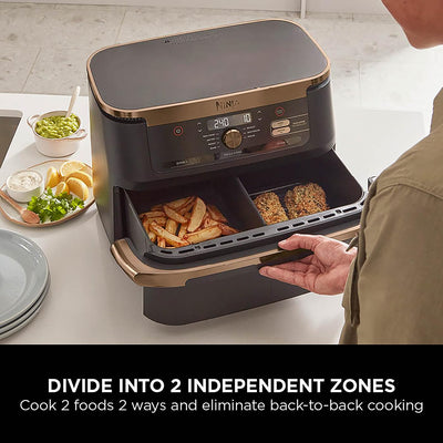 Ninja Foodi FlexDrawer Air Fryer, Dual Zone with Removable Divider, Large 10.4L Drawer, 7-in-1, Air-Fryer, Air Fry, Roast, Bake, Crisp, Non-Stick