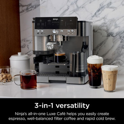 Ninja Luxe Premier 3-in-1 Coffee Machine, Latte, Cappuccino, Cold Brew & Espresso Maker With Built in Bean Grinder & Milk Frother, Easy to Use, 4
