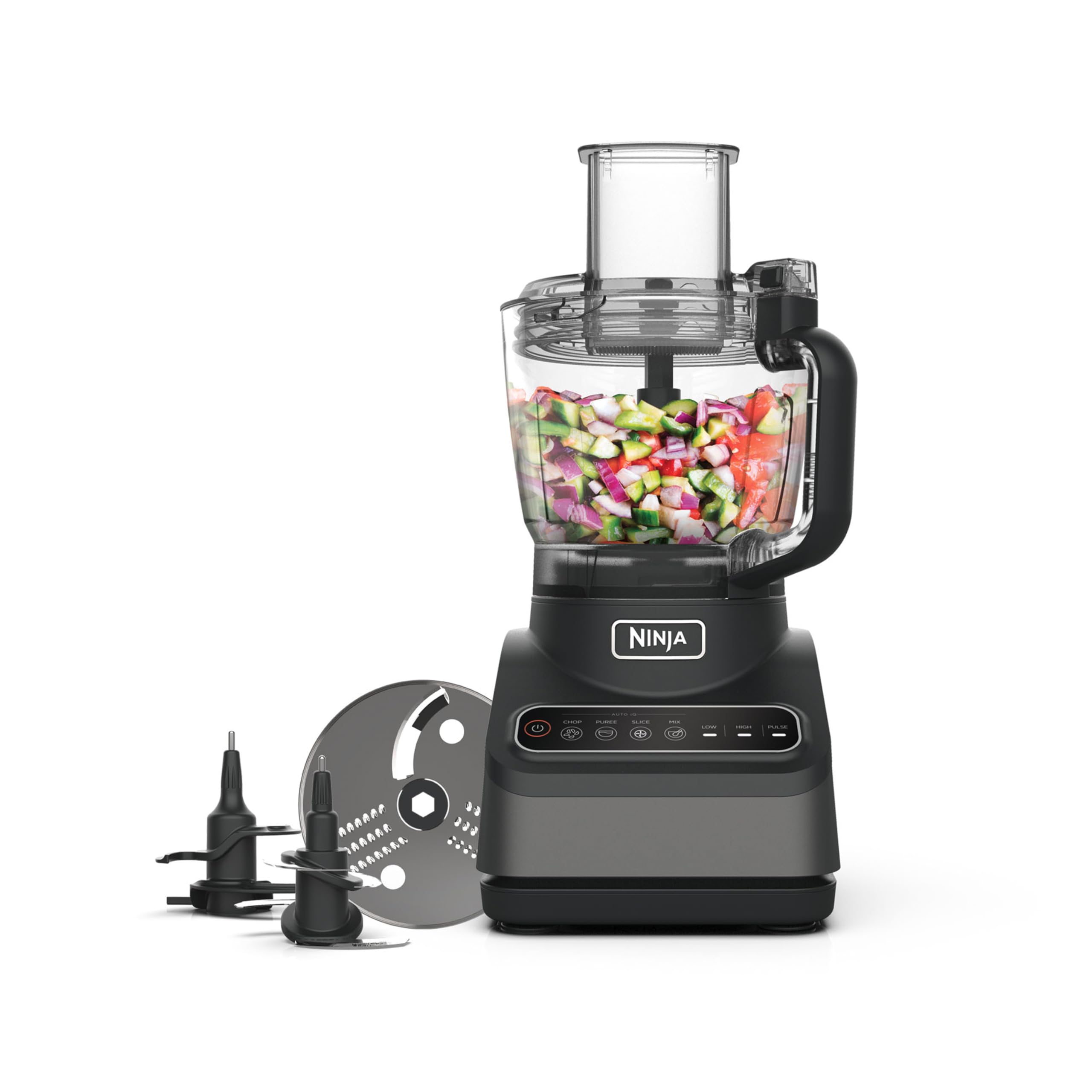 Ninja Food Processor with 4 Automatic Programs; Chop, Puree, Slice, Mix, and 3 Manual Speeds, 2.1L Bowl, Chopping, Slicing & Dough Blades, 850W,