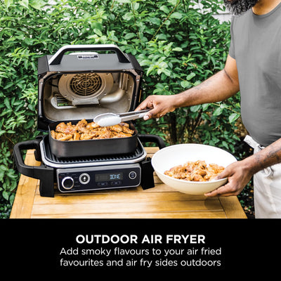 Ninja Woodfire Electric BBQ Grill & Smoker, 7-in-1 Outdoor Grill & Air Fryer, Roast, Bake, Dehydrate, Uses Woodfire Pellets, Weather Resistant,