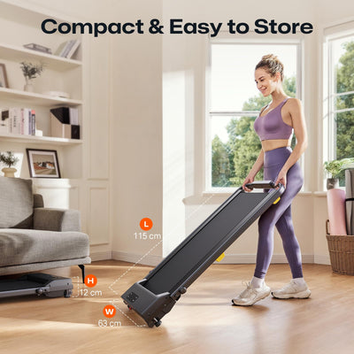 Folding Treadmill with 9% Incline, Walking Pad Foldable with Safety Handle Bar, One-Touch HIIT Mode, Walking, Jogging or Running for Home Office, No
